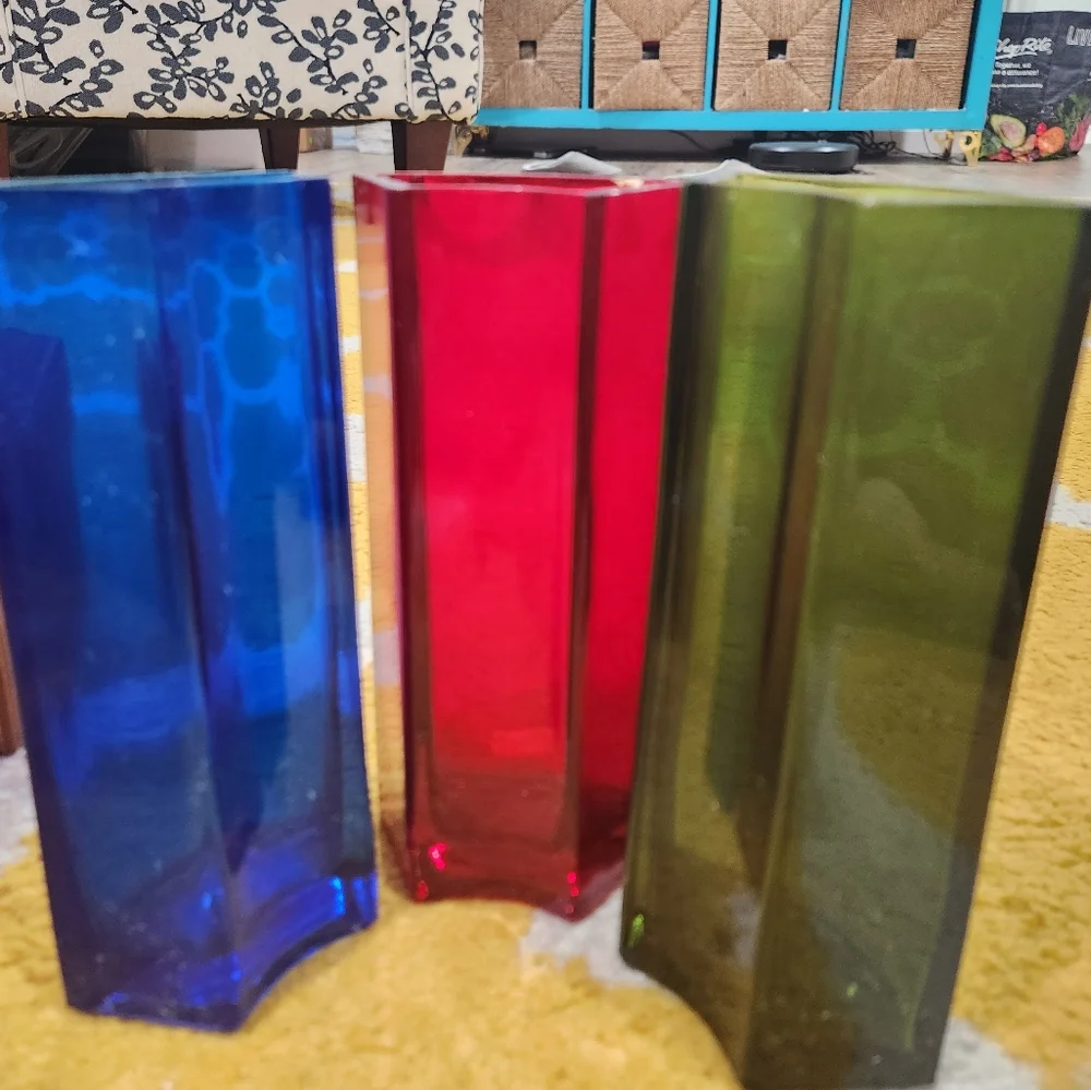 Set of three IKEA glass color vases